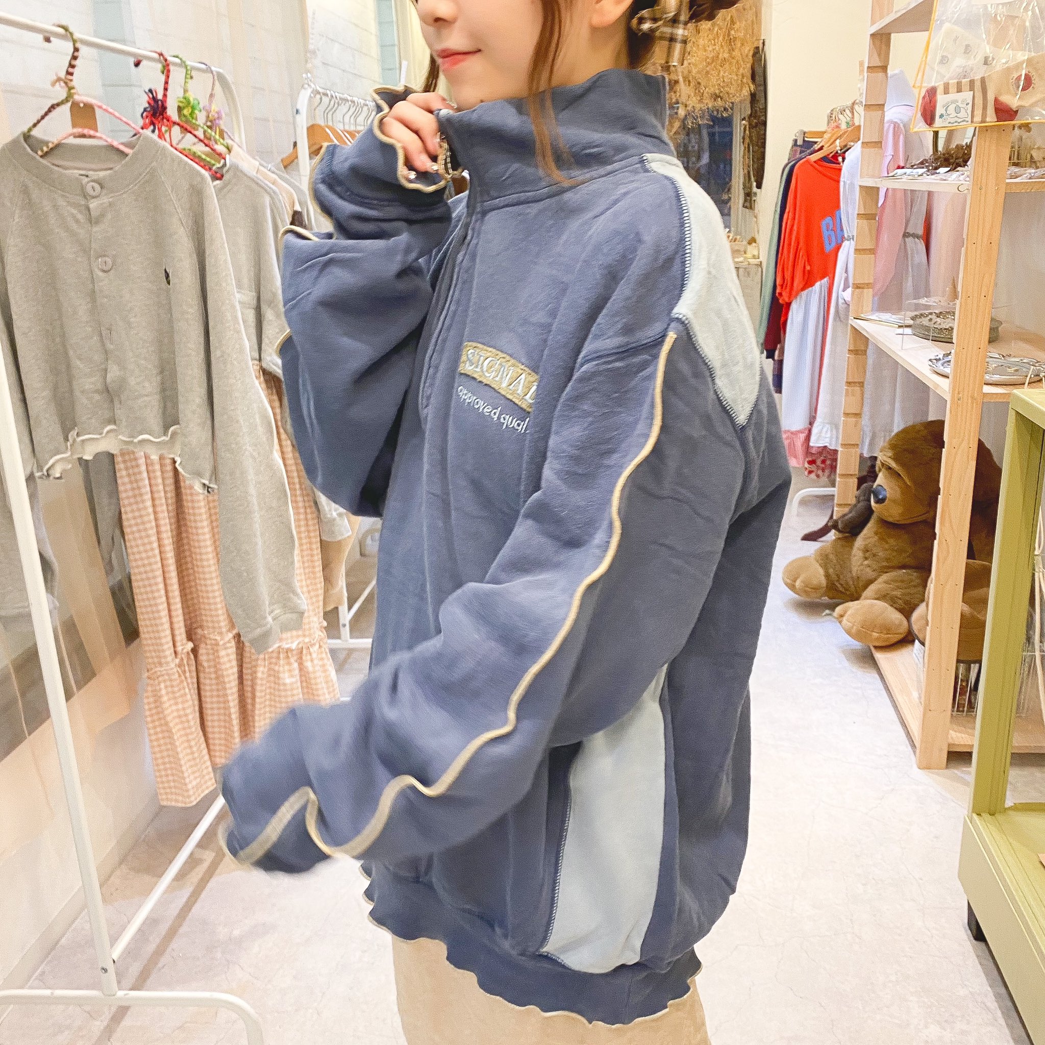 AMBIDEX Store ○スノウカットドビー ギャザーレース襟ブラウス
