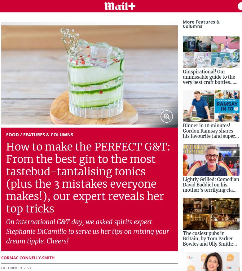 Epic coverage in today's Mail for @cocktailsbymail Founder, Steph Di Camillo - and with a lesson that we could all learn: How to make the perfect G&amp;T... From nuts and bolts, the works, break it down. Love it! buff.ly/3vE5Snf
