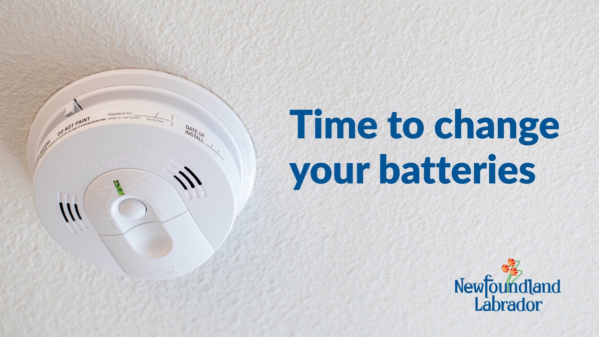 JPS_GovNL's tweet photo. 📣 REMINDER: ICYMI, tomorrow (November 7) at 2:00am marks the annual conclusion of Daylight Saving Time in Newfoundland and Labrador and a is perfect time to change the batteries in your smoke detectors. #ClocksFallBack #GovNL https://t.co/PsKilV8DJo