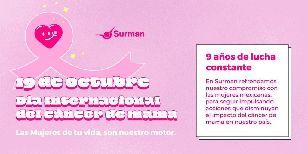 grupo_surman's tweet photo. ¡9 años que iniciamos esta lucha! 🎀 
Nos llena de orgullo participar en esta iniciativa de la mano con @cimafundacionmx llevando el mensaje a más mujeres y apoyando especialmente a las que se encuentran en situación vulnerable. 

#DiaInternacionalDelCancerDemama https://t.co/wdXsREJrpY
