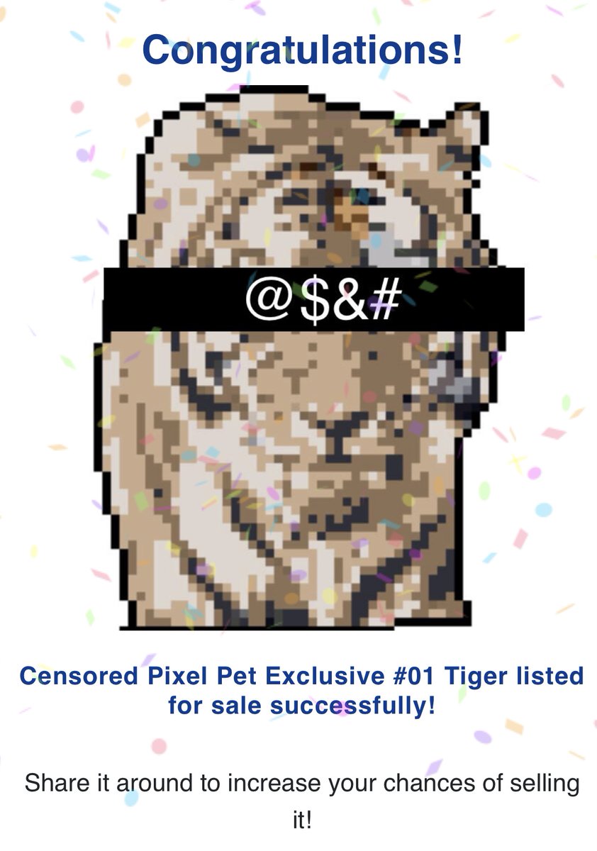 NoahsPlace1's tweet photo. Pixel Pets - Exclusive Censored Tiger - https://t.co/n97ZTYBiNx #NFTs #NFTCommunity #nftcollector #NFTartists https://t.co/t8rl3k5qqd