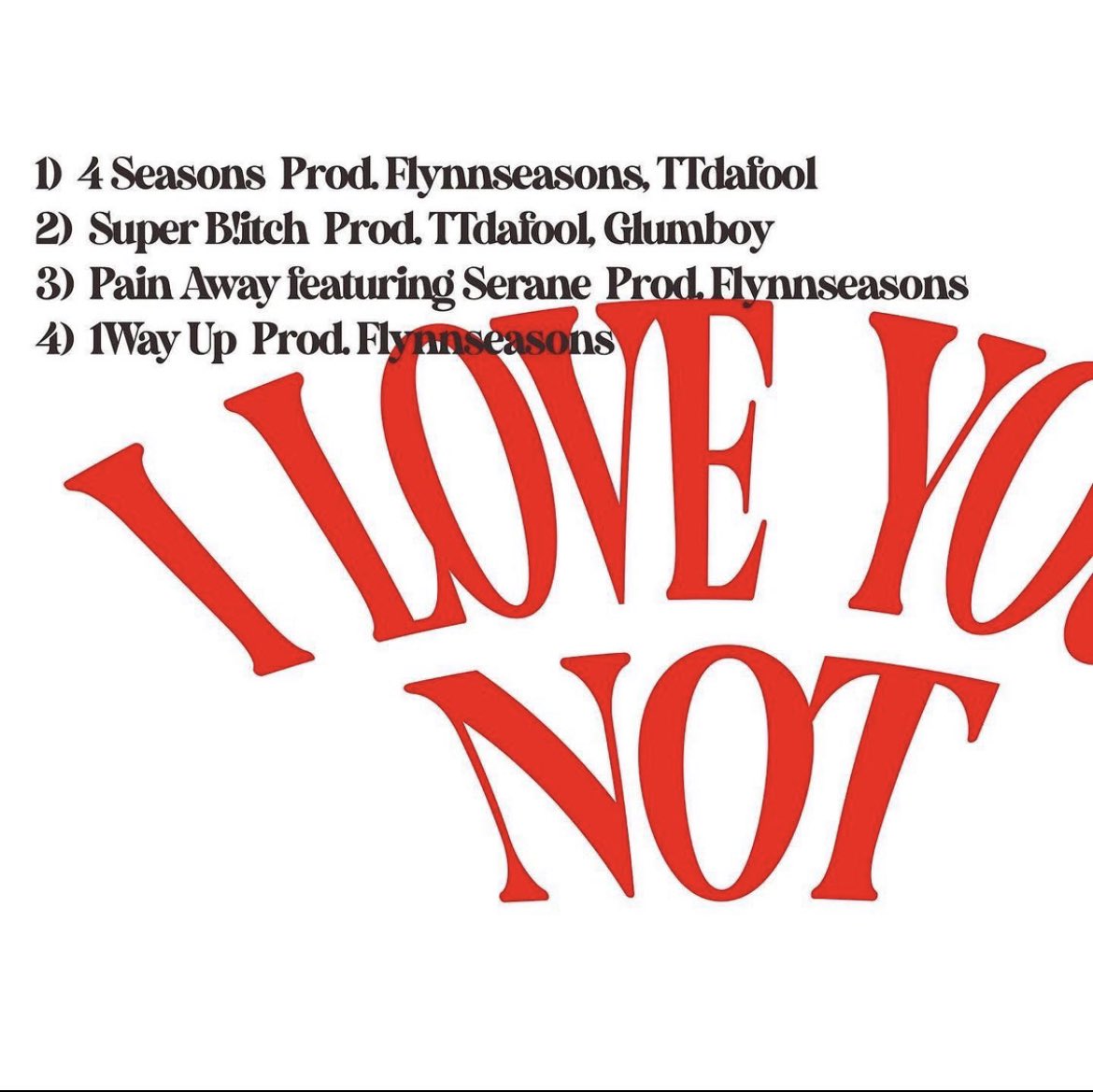 Nouvelle tape « I Love You Not » de <a href="/939Kasper/">KASPER 939</a> disponible à minuit ! 

Apparemment plus orienté vers des sonorités RnB, le projet est entièrement produit et co-produit par Flynnseasons, dont les productions risquent d’émerveiller ceux qui ne le connaissent pas encore. À ce soir !