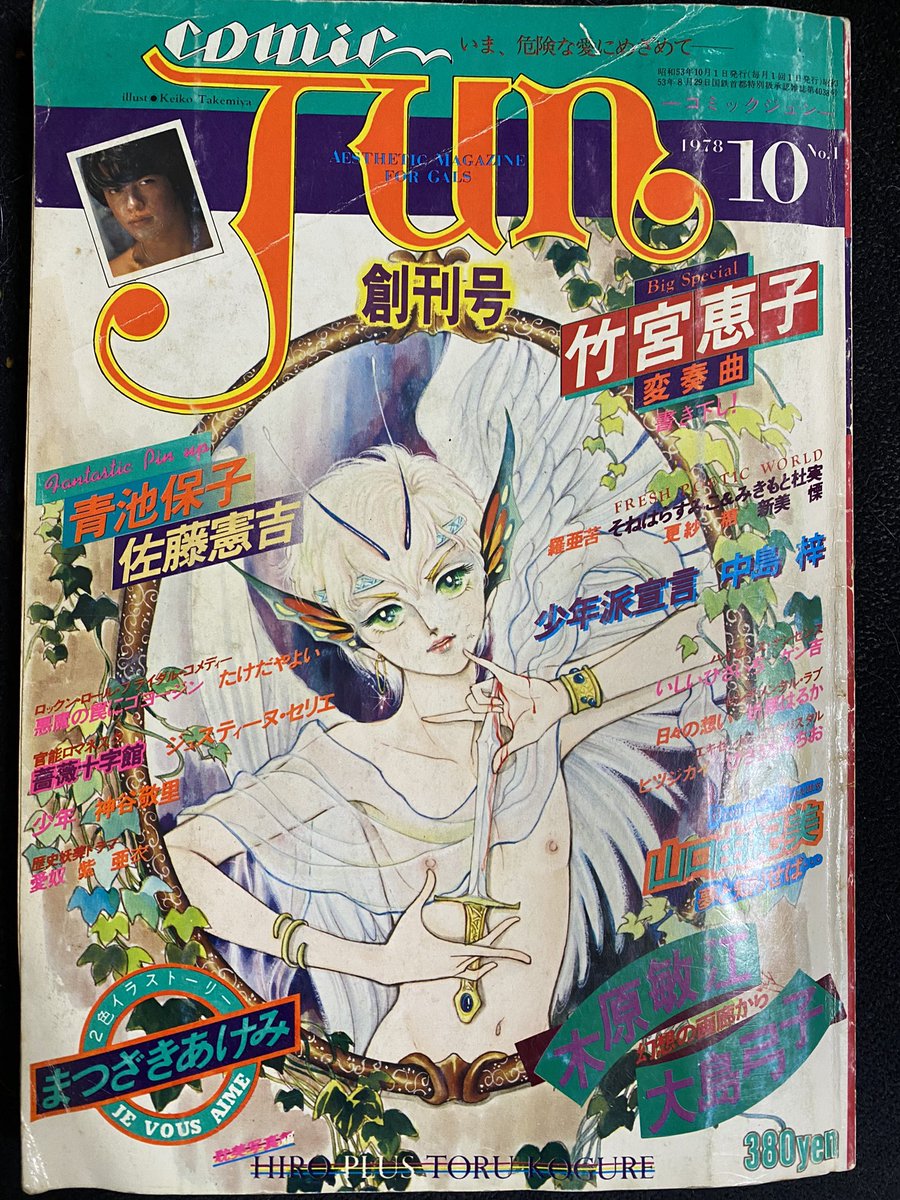 RT やおいの語源の話とか
JUNEの話がおもしろかった
JUNEは創刊号から何冊か古本で買ったことがあって、今はこの創刊号一冊しかないけど
ケン吉という作家が柴門ふみだということを、買って35年を経て知れてよかった 