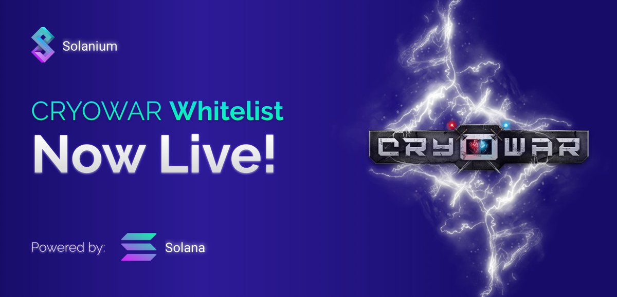 @CryowarDevs Whitelist is Now Live! 🎮 Bringing our Solanium community one of the most anticipated Solana game 🕹️ Whitelist here ➡️solanium.io/project/cryowa… More details ➡️ solanium.medium.com/launching-cryo… #solanium #cryowar #SolanaSummer