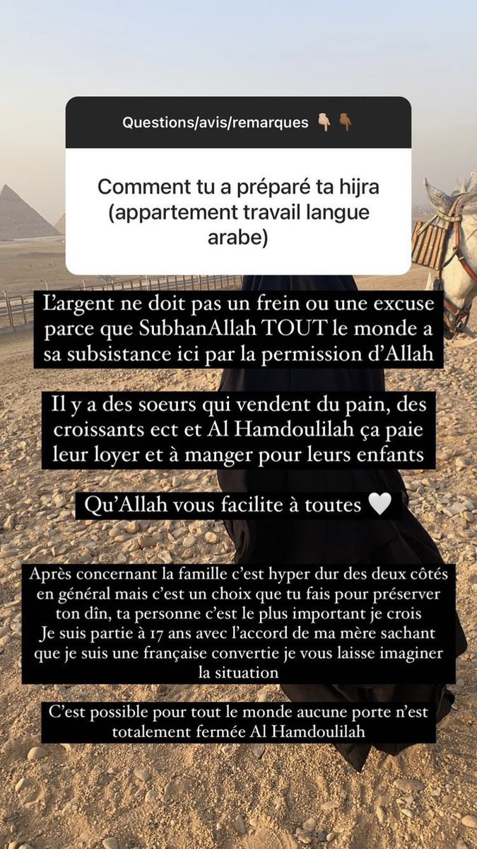 islamsunna17's tweet photo. une sœur de 17 ans qui a fait sa hijra en égypte ⬇️ 
qu’Allah nous facilite https://t.co/AbC5wGlUvK