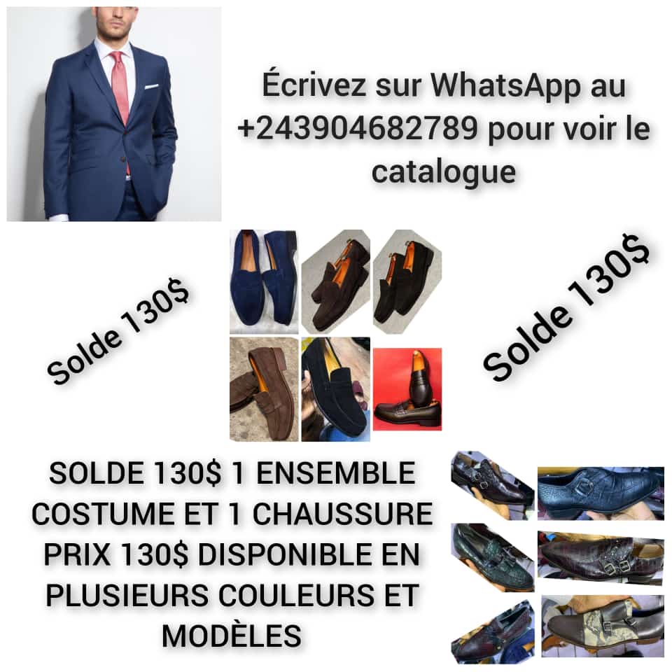 vente27's tweet photo. #Solde_130$ #1_Ensemble_costume_et_1_
#chaussure
 #prix_130$ disponible en plusieurs couleurs et modèles chaussures
Taille 44 À 56 contacter nous sur WhatsApp au 243904682789 pour voir le catalogue et faire vos choix
Stock très limité livraison à domicile https://t.co/aBFM59uBoW