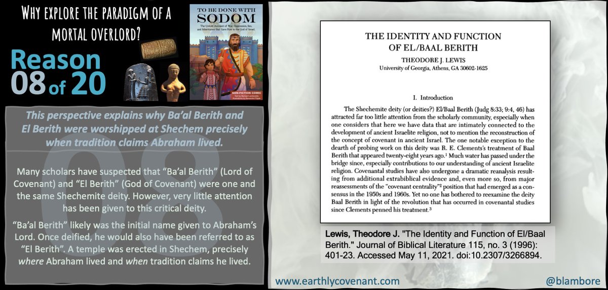 EarthlyCovenant's tweet photo. Only 12 days to the official launch!
Why consider that the God of Israel evolved out of the cult of the dead?

Reason 8 of 20: Explains why Ba'al Berith was worshipped at Shechem

Pre-order now for $0.99 ($4.99 later)
https://t.co/AJYw8IjH3o
#ToBeDoneWithSodom
#CultOfTheDead https://t.co/Of8TO1516z