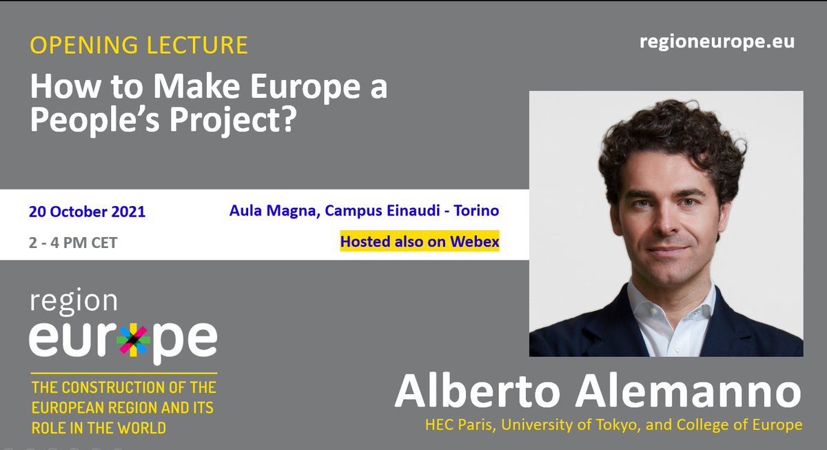 Twai_Torino's tweet photo. @alemannoEU will be the speaker for the seminar "How to Make #Europe a #People’s Project?".
More information on #RegionEurope events are available at: https://t.co/lW2cXfKwhc https://t.co/3TtwWz1I78