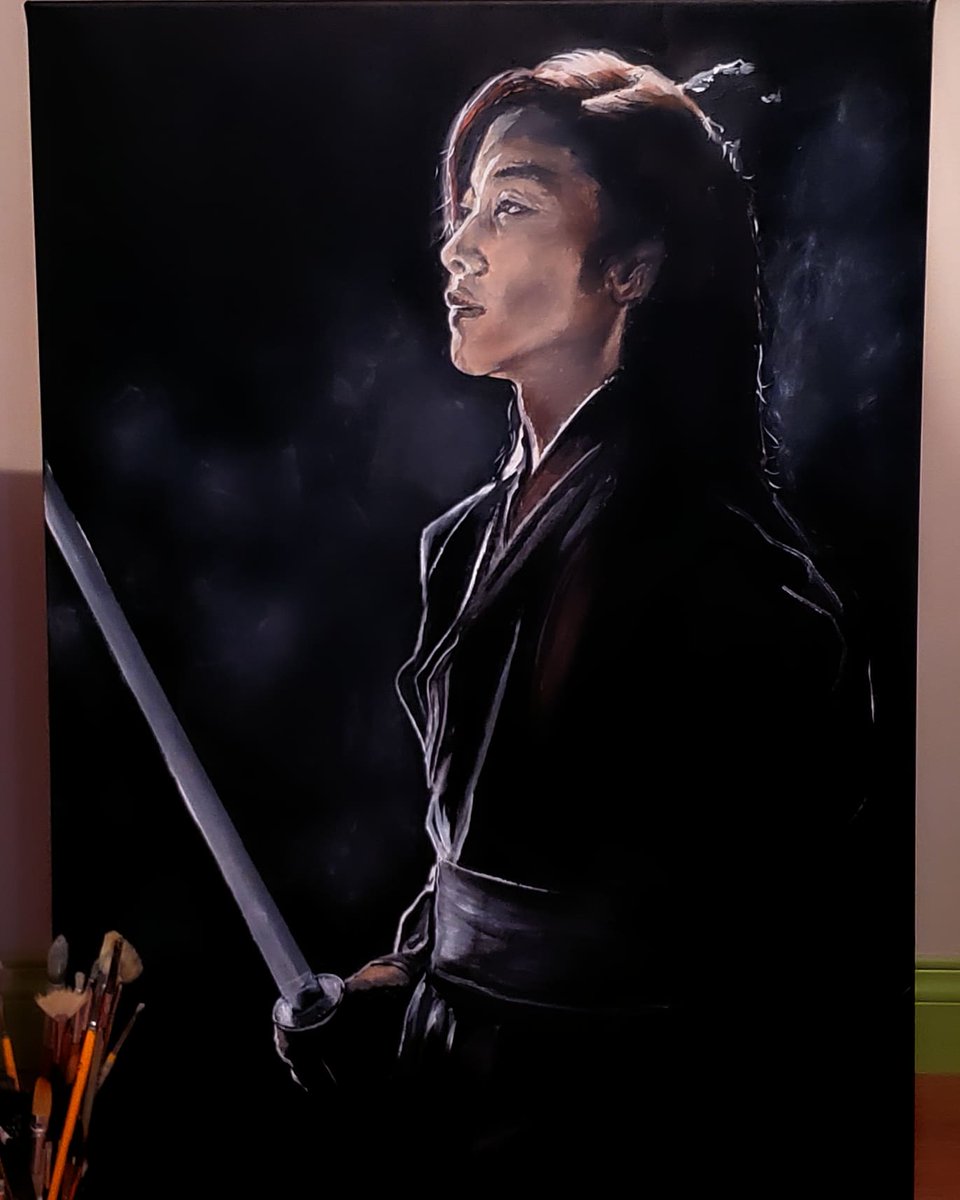 veroworld1's tweet photo. Technically one of the hardest I've made.  But I'm more than happy with the result ! A 24 x 36 inches canvas #mycountrythenewage #kdrama #woodohwan #netflix #acrylicpainting #fanart #southkorea #epic #warrior #tvtime #tvshow #TVseries #tvserie #KDramas #actorportrait #painting https://t.co/cXwuVI9qPA