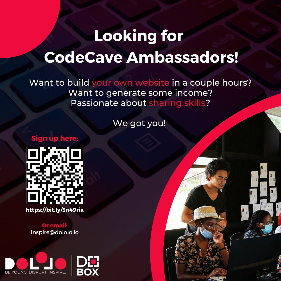 Internet Society Namibia (@isocnamibia) on Twitter photo CodeCave Ambassadors Call Out
Apply for <a href="/dololo_io/">Dololo DoBox</a> free ambassador training and build your own website! No coding required, but a desire to learn and help others is a must 😎.
<a href="/NUST_Namibia/">My NUST</a>
<a href="/unam_na/">#MyUNAM</a> <a href="/MilliNamibia/">MiLLi* Namibia</a>
Follow the link to register.
bit.ly/3n49rix CodeCave Ambassadors Call Out
Apply for <a href="/dololo_io/">Dololo DoBox</a> free ambassador training and build your own website! No coding required, but a desire to learn and help others is a must 😎.
<a href="/NUST_Namibia/">My NUST</a>
<a href="/unam_na/">#MyUNAM</a> <a href="/MilliNamibia/">MiLLi* Namibia</a>
Follow the link to register.
bit.ly/3n49rix