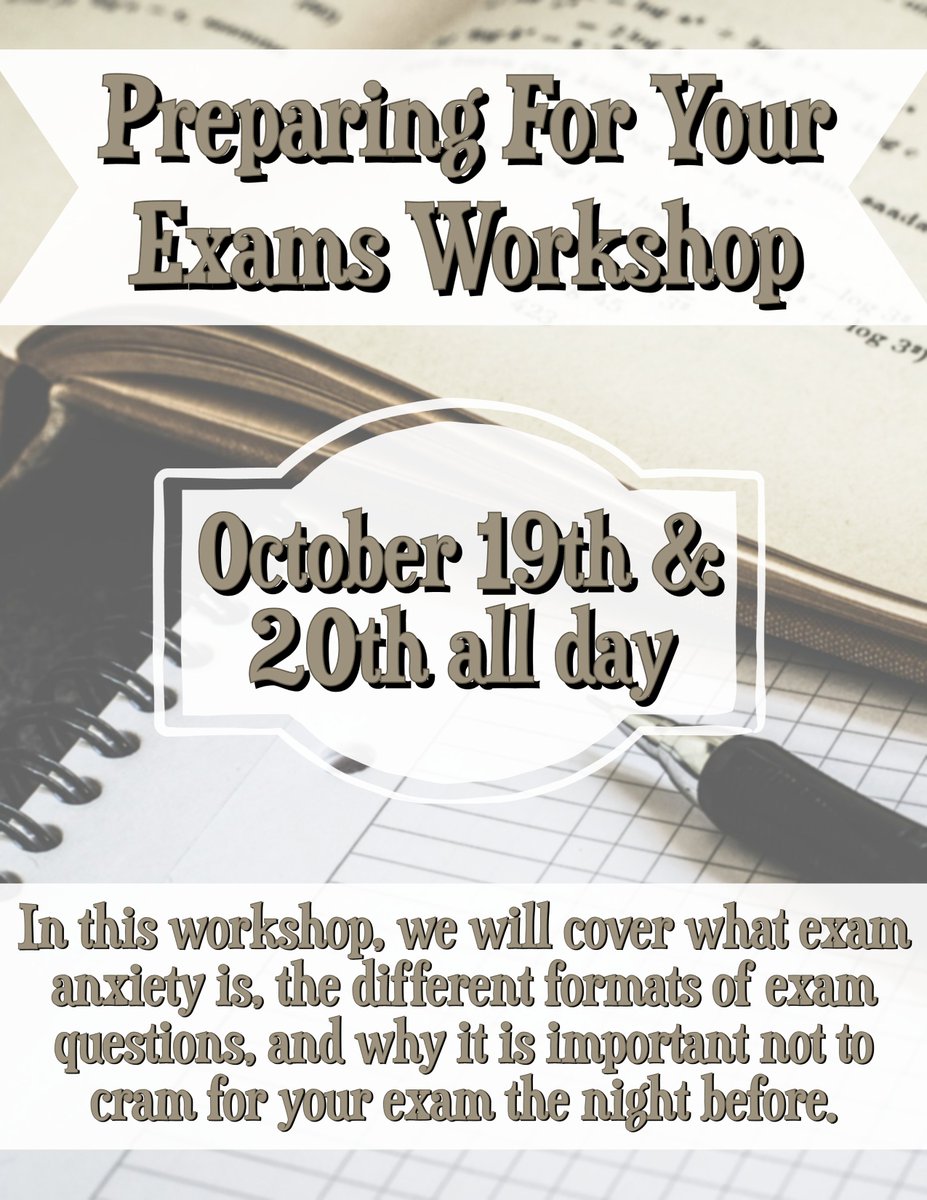 Stop by and attend our Exam Prep workshop today!
