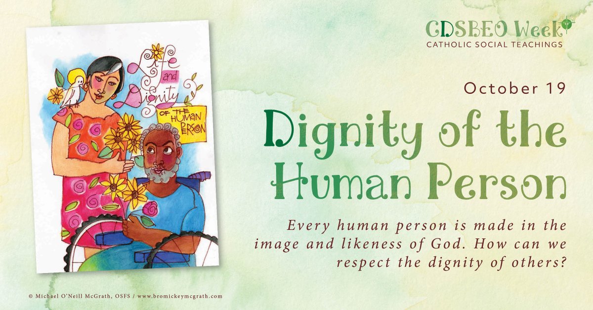 VLES_cdsbeo's tweet photo. "Dignity of the Human Person" is today's teaching as we continue to celebrate CDSBEO Week throughout the board! Every human person is made in the image and likeness of God. How can we respect the dignity of others? #IBelongHereCDSBEO #CDSBEOFaith #CDSBEOWeek https://t.co/P29hJPCICs