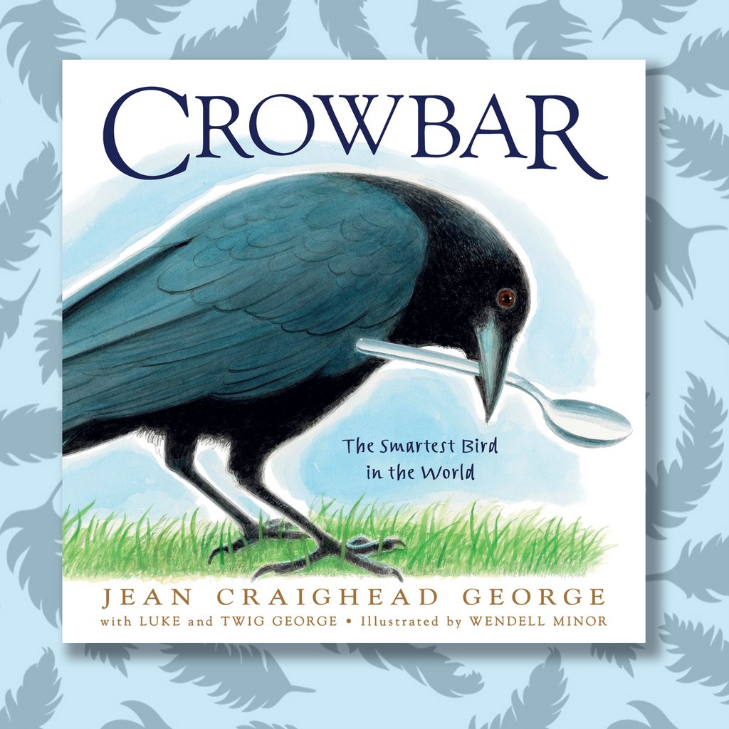 Happy #bookbirthday to CROWBAR, written by Jean Craighead George with Twig George and T. Luke George, illustrated by @WendellMinor—based on the true story of a crow they called the smartest bird in the world!