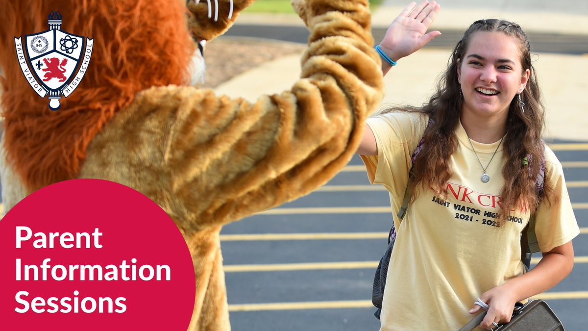 SVHSFutureLion's tweet photo. Don’t miss tonight’s final Parent Information Session 7-8PM at @saintviatorhs!

Register online: https://t.co/C57y5kY7AA https://t.co/JzSiH56Gia