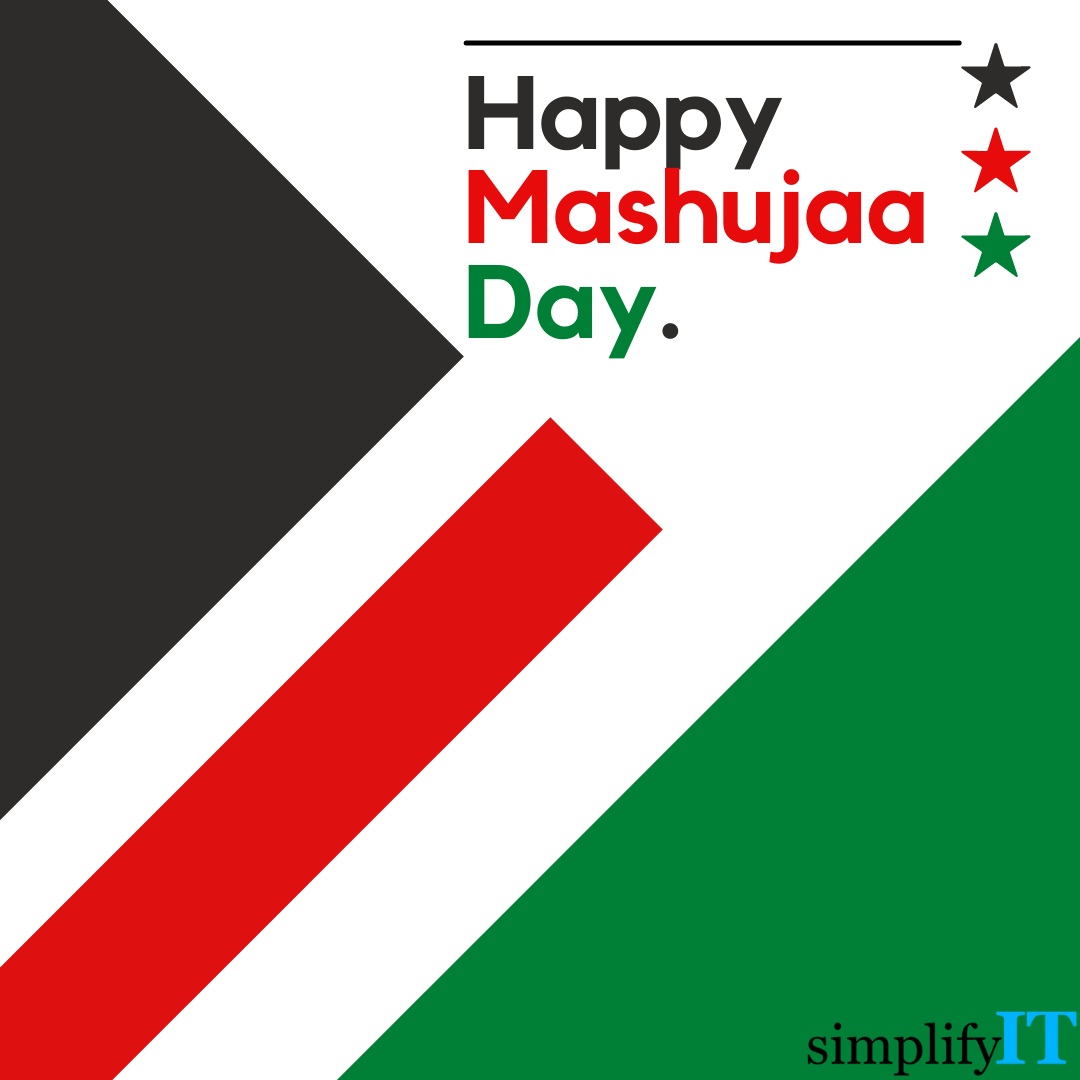 SimplifyITke's tweet photo. Our heroes remind us everyday that we are a nation of winners.
God bless you and God Bless Kenya.

From us at Simplify IT, Happy Mashujaa Day!

#Yourreliablepartner
#Reliablesolutions
#Simplifyforyou https://t.co/c5wRxCJKDi