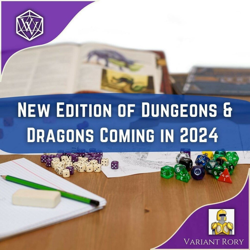 VariantsVenture's tweet photo. A New Edition of Dungeons & Dragons Coming in 2024 📚
.
.
.
#dungeonsanddragons #newedition #new #5e #dnd5e #dnd6e #ttrpg #rpg #vv #vvblog #variantventures #variantrory #2024 https://t.co/lZjFGBmaVG https://t.co/AMzyYgwDgd