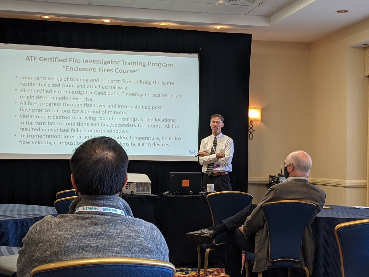 vbv1204's tweet photo. #FireInvestigation Lessons Learned from Examining 17 Lab Controlled #CompartmentFires at #SFPE21 with Andrew Cox. Great way to start Track B. #AlwaysLearning #FireSafety #Burning https://t.co/vJLn8i1sDQ