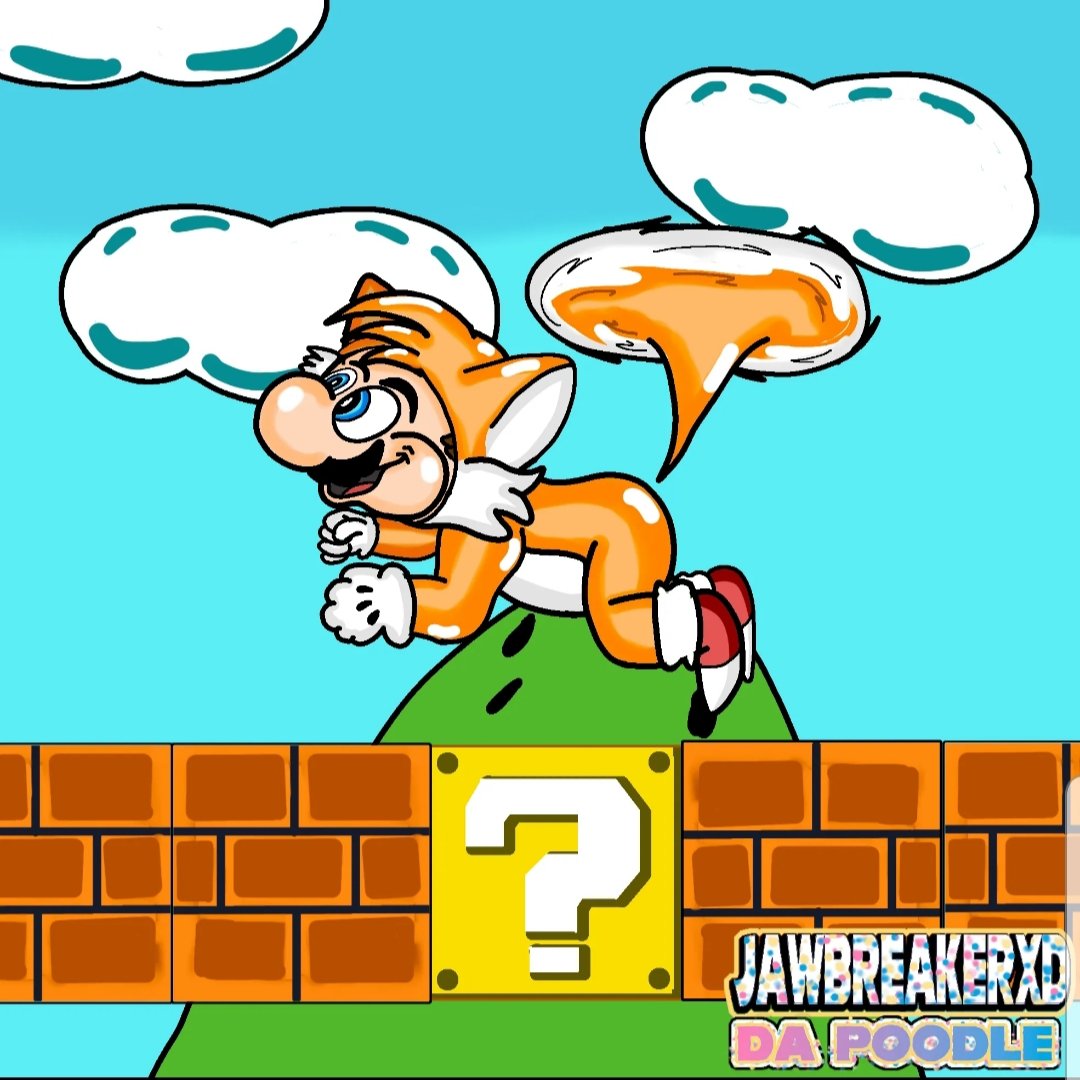 JawbreakerXD's tweet photo. Sega and Nintendo do stuff together and have been for a while so why hasn't Mario gotten a Tails power up? 
#tails #tailsmilesprower #sonicthehedgehog2 #sonicthehedgehog #supermariobros #mario #retro #oldschool #90s #80s #nintendo  #sega https://t.co/7Ejvd7jVaf