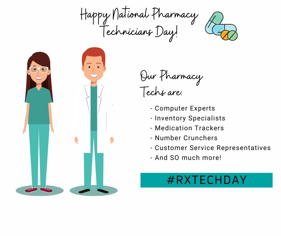 gooddayrx's tweet photo. It's National Pharmacy Technician Day! Today we recognize all the hard work our Pharmacy Technicians do on a daily basis. Thank you, thank you, thank you, 
to each and every one of our pharmacy techs for their important work throughout the year! 💊💛 https://t.co/pWTgGRNzwE