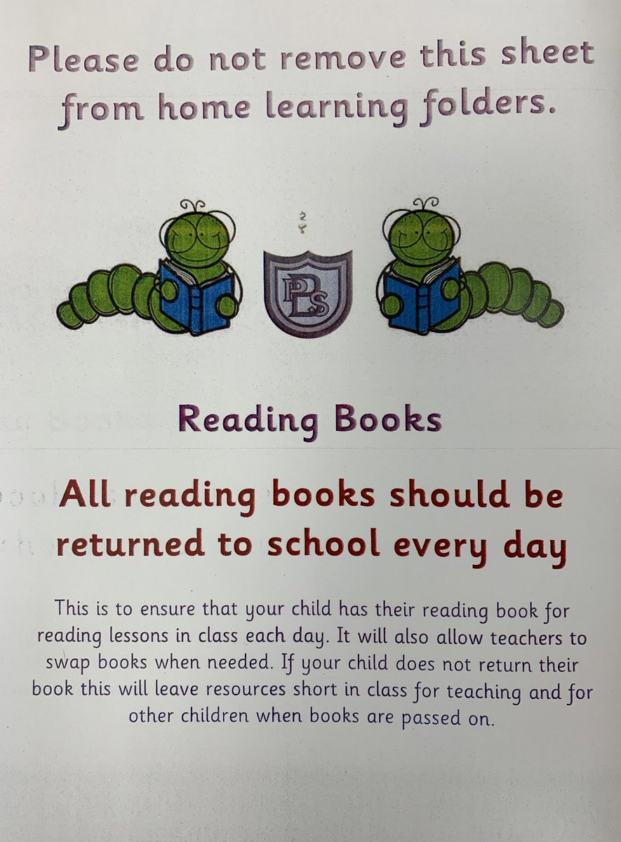 MrsSwanBX's tweet photo. IMPORTANT❗️Reading Books must be returned to school everyday 📚📖 #BPSHomeLearning https://t.co/imzJuyaWnw