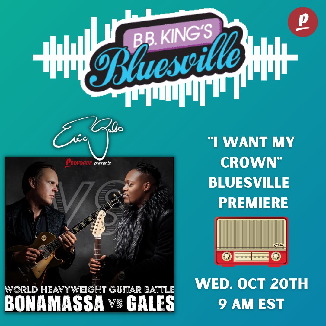 Tomorrow at 9 AM EST you can catch the exclusive world premiere of <a href="/EricGalesBand/">Eric Gales 🎸</a> and <a href="/JBONAMASSA/">Joe Bonamassa (Official)</a>'s new single "I Want My Crown" on <a href="/SIRIUSXM/">SiriusXM</a> Bluesville, Channel 74! 📻 Tune in before the song is available worldwide on Thursday, Oct. 21 👑