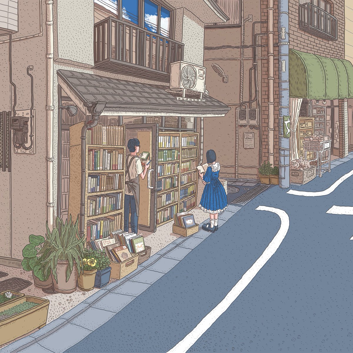中江有里さん著『万葉と沙羅』(文藝春秋)
装画を担当しました。
下北沢の古本屋に佇むふたりを描きました。
2021年10月21日発売です。 