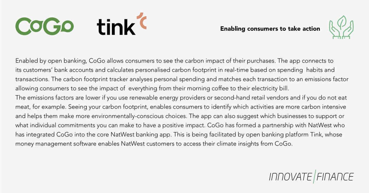 InnFin's tweet photo. Understanding how you spend means understanding how you can spend sustainably
💡 @CoGo_UK uses open banking to offer consumers insights into the impact of their purchases
@tink @NatWest_Help
Learn more: https://t.co/QNdIAG5Lfx https://t.co/fDGzF0UXSt