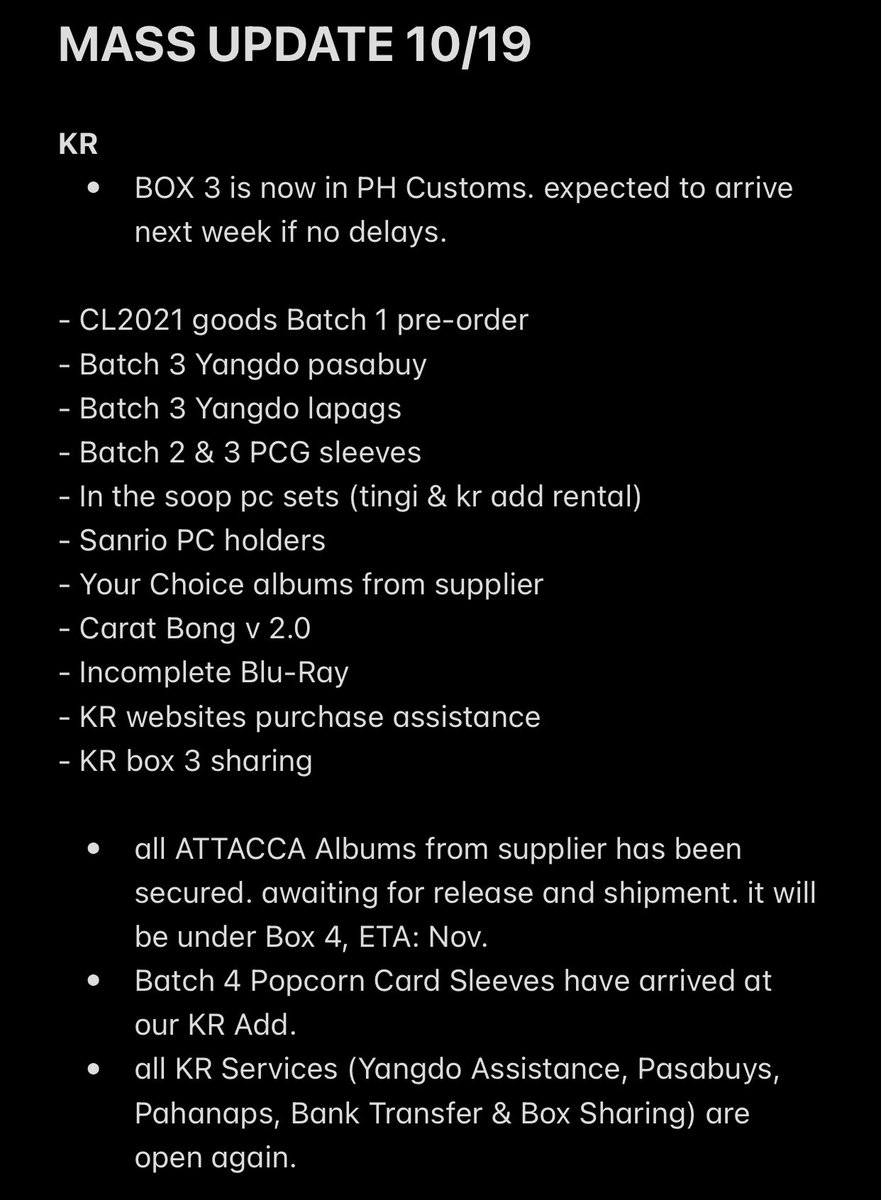 wonbonmart's tweet photo. #wonbonUpdates
mass update re: kr, jp & ch items.
we donβt want our services to be compromised just bc i have a day job hence we added another admin but please understand that weβre all doing our best to give you 100% as much as we can π₯Ί wonbonhae~
for questions, DM us! -π https://t.co/qxD8vTpJvS