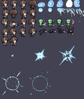 #絵柄が好みって人がいればいいなぁ #Unity
自作ゲーム用のドット絵もまぜたれ 