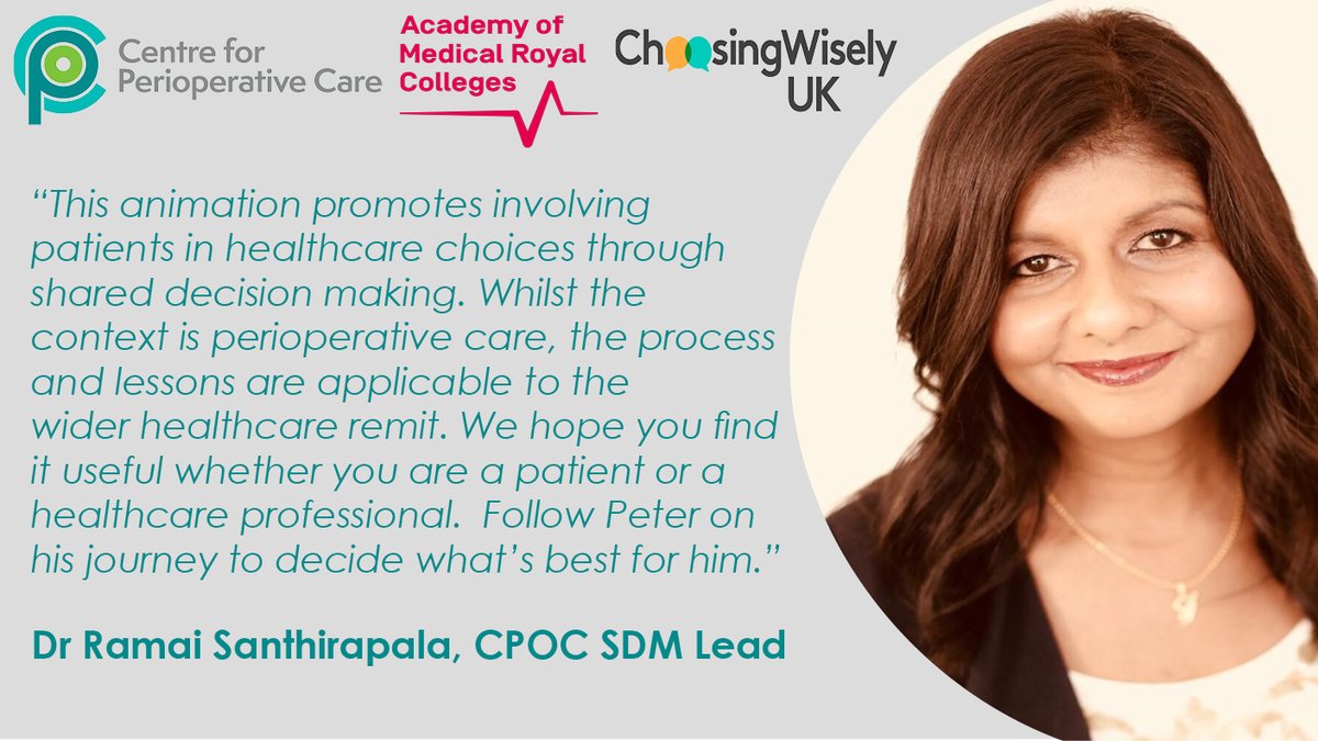 UKchoosewisely's tweet photo. CPOC Shared Decision Making Workstream Lead @ramai23 launched the @CPOC_News @AoMRC @UKchoosewisely SDM Animation for patients.

We want to empower patients to ask the questions that matter to them.

Peter's journey and our SDM resources: https://t.co/2qjjIwuCpk https://t.co/LbHCH75vRl