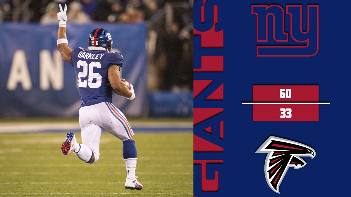 MSR_Tom's tweet photo. Offense couldn't be stopped this week. Jones only needed to throw the ball 11 times while Barkley went to work rushing for 248 yards as we cruised to a victory over the Falcons @MSRLeague https://t.co/EgdR1O0x1N