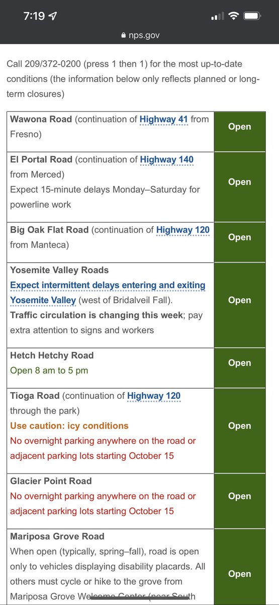 cpun85's tweet photo. @YosemiteNPS I called phone number but they stated the road is still closed while the website said it’s open.  I got confused. https://t.co/Zow80GLDq3