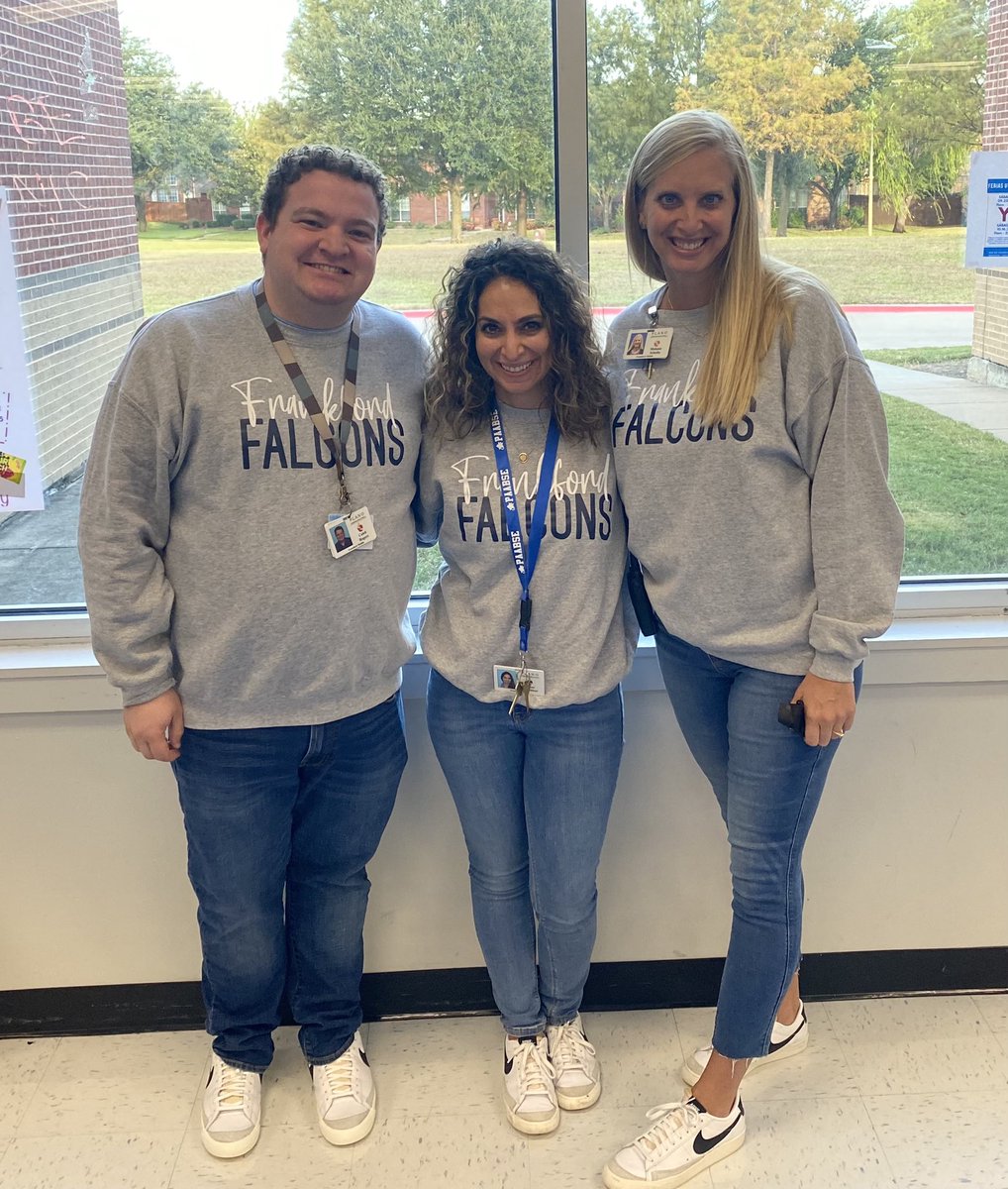 Head to toe triplet Tuesday with <a href="/KhoshkarSahar/">Sahar Khoshkar</a> and <a href="/MrRogersMath/">Caleb Rogers</a> today showing our <a href="/FMS_Plano/">Frankford Falcons</a> spirit!