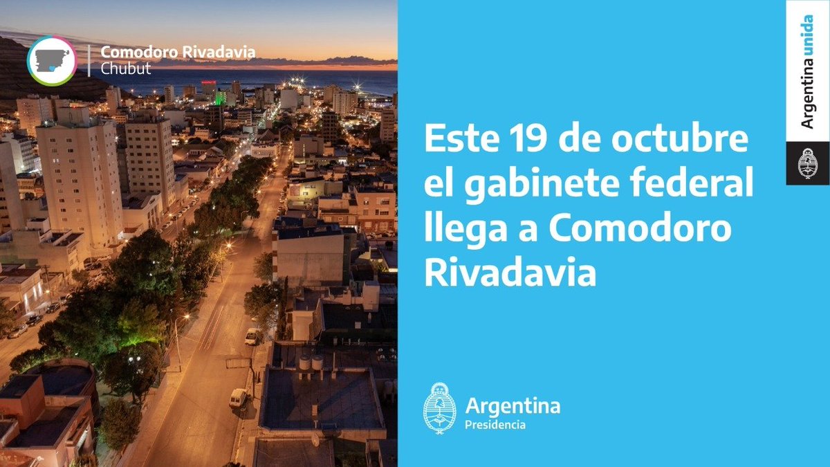 CapitalesAR's tweet photo. Para seguir construyendo una Argentina federal, junto a todas las provincias, el presidente @alferdez y el Gabinete Federal participarán hoy del cuarto encuentro de #CapitalesAlternas, en Comodoro Rivadavia, Chubut. https://t.co/c0pmbvK5NG