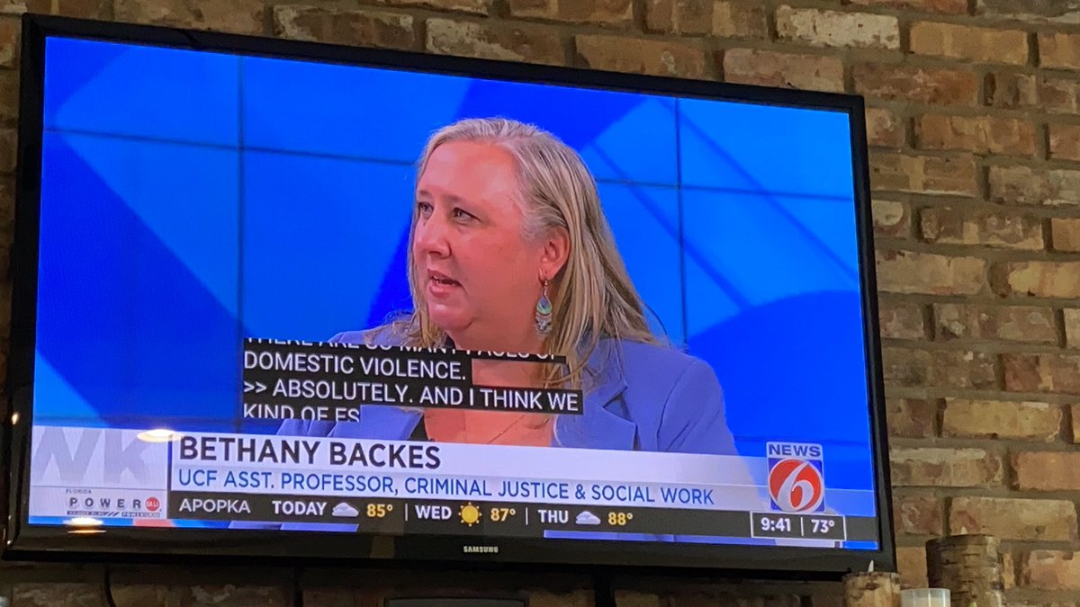 I love watching the news and seeing my <a href="/UCF_CJ/">UCF Criminal Justice</a> colleagues 🙌🏼 <a href="/DrBackes/">Dr. Bethany Backes</a> disseminating her research and educating the public for #DomesticViolenceAwarenessMonth Great work!