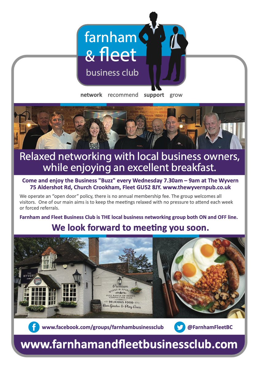 Farnham and Fleet Business network always welcome new members - why not join us Wednesday at thewyvernpub.co.uk 7.30-9.00 only £10 #Networking #business