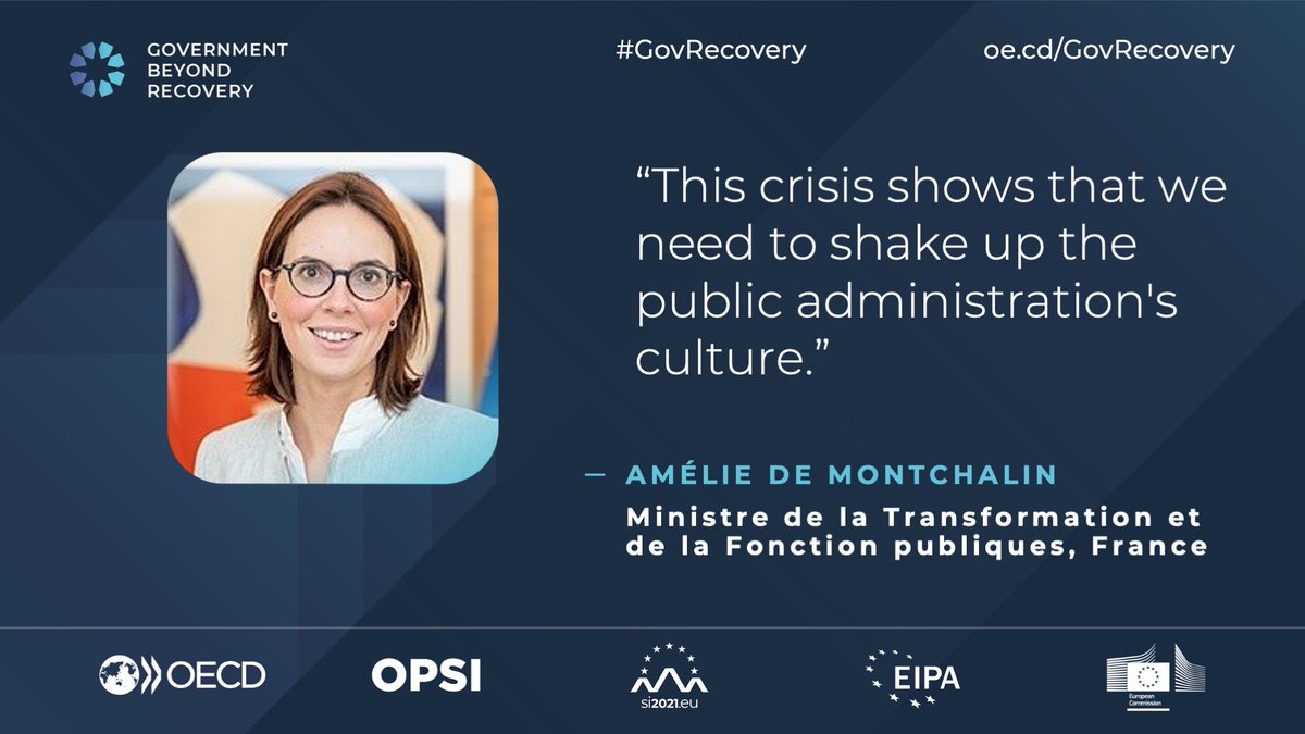 OPSIgov's tweet image. Join us and @AdeMontchalin, Minister of Transformation and Public Service of France, at the #GovRecovery conference: towards a future fit for all! 🤝🇫🇷

LIVE 🔴 bit.ly/3DqAqeK