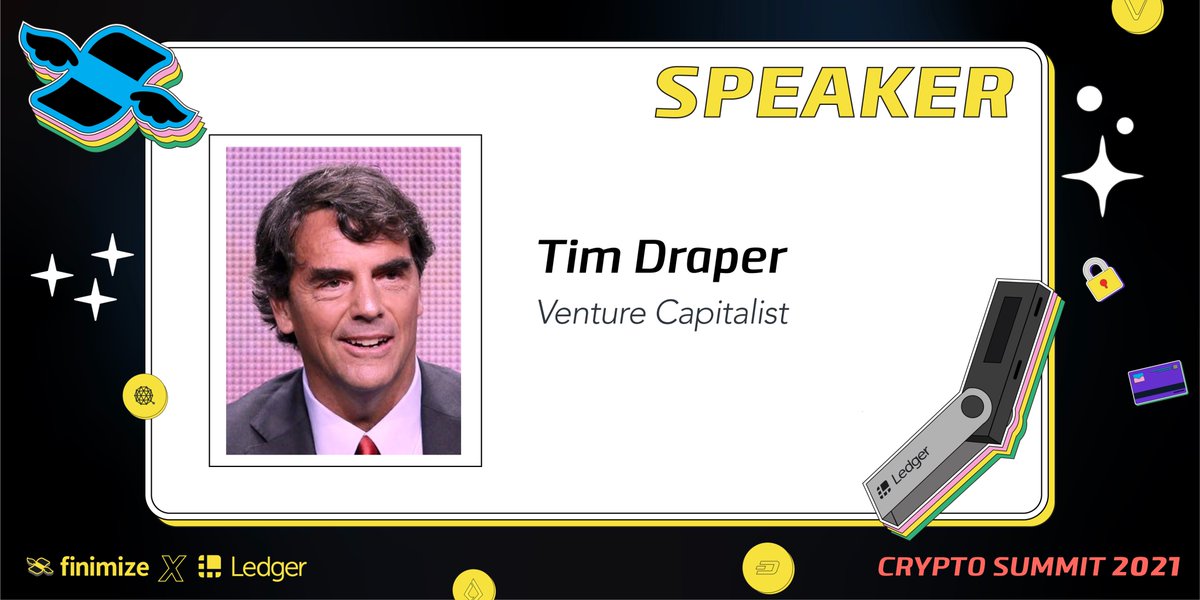 🚨Speaker Release: Tim Draper 🚨

Silicon Valley legend &amp; cryptocurrency tycoon, it’s fair to say <a href="/TimDraper/">Tim Draper</a> knows a thing or two about crypto investing...

Get your Summit ticket now to hear <a href="/TimDraper/">Tim Draper</a> and <a href="/mcuban/">Mark Cuban</a> discuss the future of cryptocurrencies.

CryptoSummit2021.com