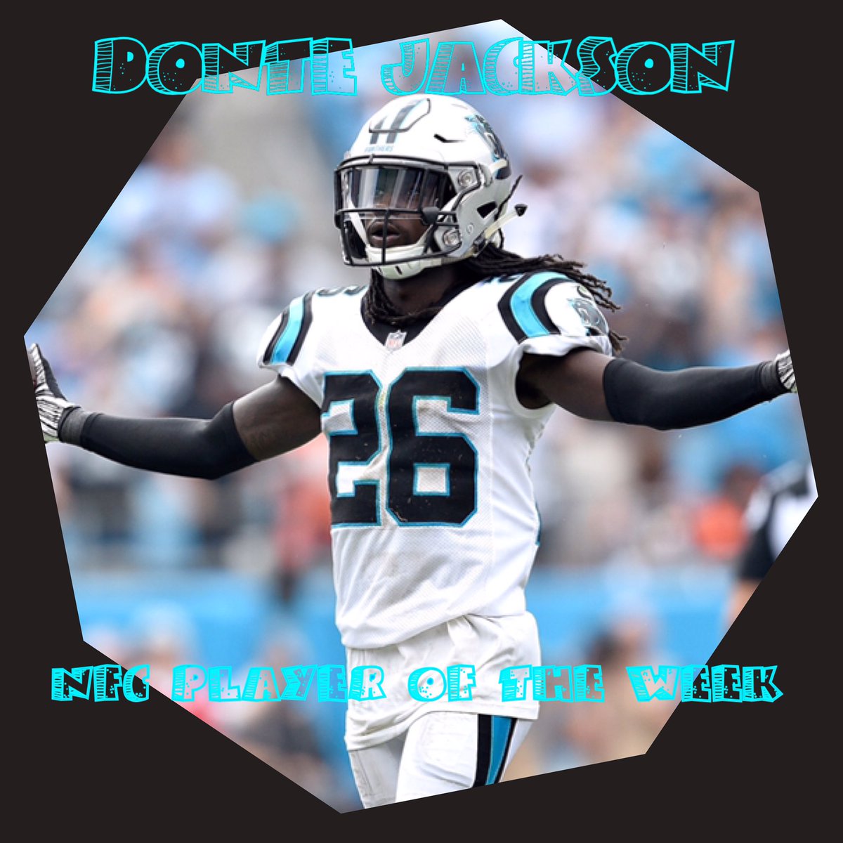 PanthersSK's tweet photo. Donte Jackson has won NFC Defensive Player of the Week!
9 tackles, 1int, 1 TD, 1 FR @SofaKingsOnline https://t.co/12lgr3pp8c