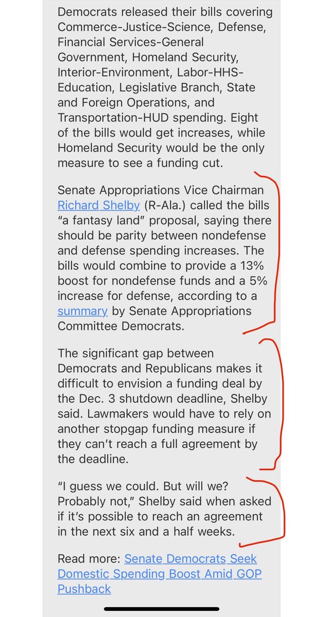 Don't get distracted by people scaring you about changes in GC spillover. When R's &amp; D's disagree on Approps bill, the outcome isn't a shut-down it's CR (which is how Govt is funded since 10/1). R's will not agree to any change in GC's w/o changes to the border situation. 1/