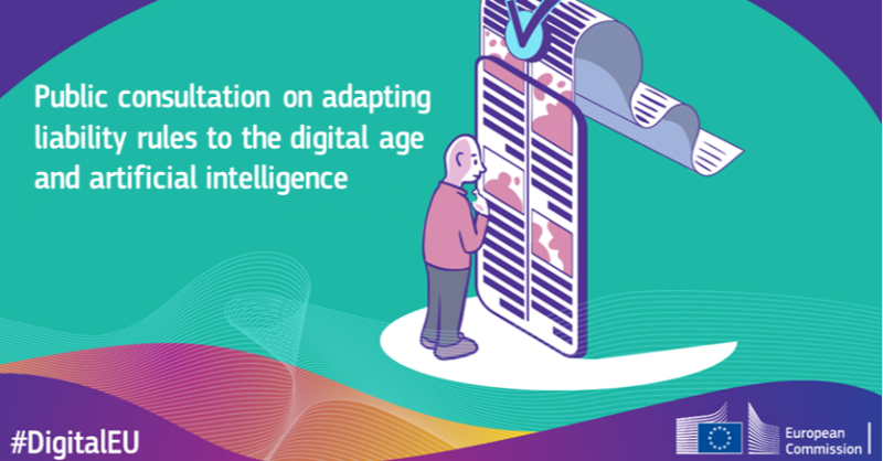 EU_Justice's tweet photo. What happens if an #AI product or service causes damage? 

Who is liable? Should the victim get compensation?

#EUHaveYourSay in our public consultation ⤵

#DigitalEU