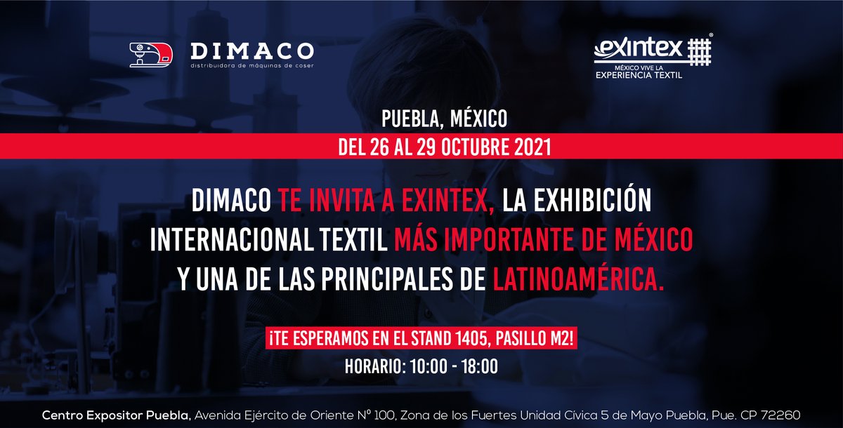 DINNEKMAQUINAS's tweet photo. 🧵 ¡Te esperamos en Exintex! 🧵
#dimaco #maquinasdecoser #exintex #textil #Puebla https://t.co/Z1BykTWyPZ