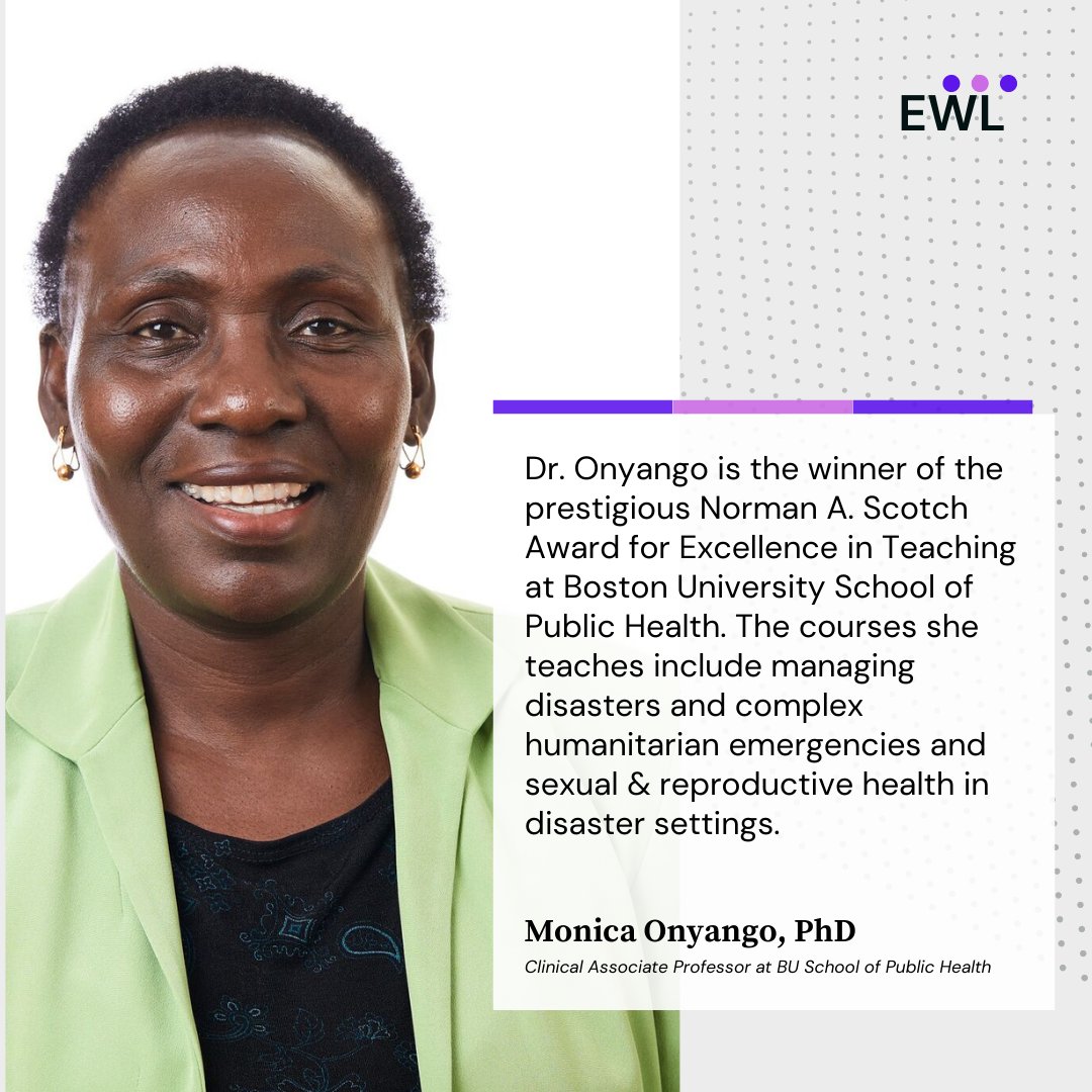 It's #NationalHealthEducationWeek & we're highlighting Dr. Onyango (@adhiambonyango), a Clinical Associate Professor at @BUSPH. Dr. Onyango recently won the prestigious Norman A. Scotch Award for Excellence in Teaching at Boston University School of Public Health #NHEW2021 🎉