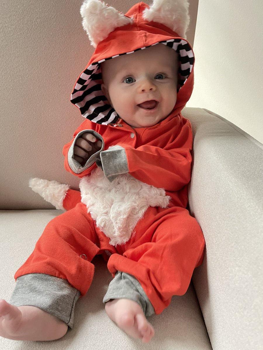 wfederman's tweet image. Did I have a baby *just* so we could dress her up in a bunch of Halloween costumes? Maybe. But enjoy the next 13 days of wholesome timeline content.

Day 1: What does the fox say? 🦊