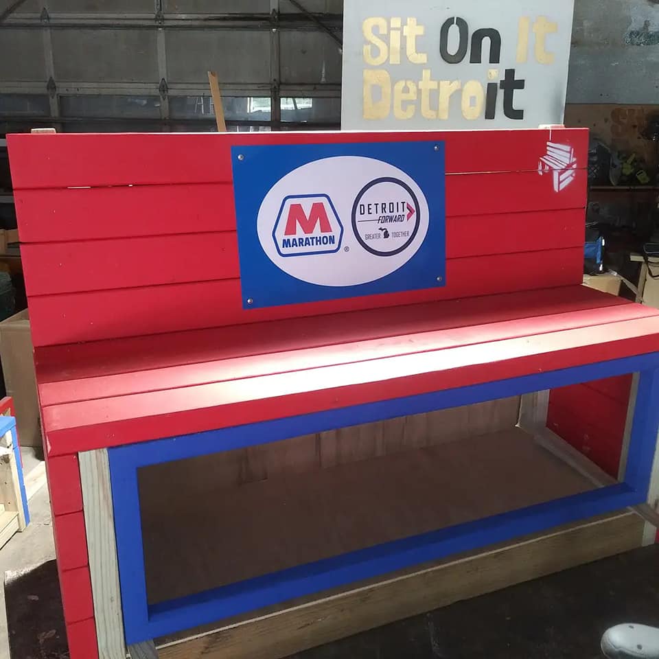 More library benches dropping soon in SW Detroit, thanks to <a href="/MarathonPetroCo/">Marathon Petroleum</a>  #DetroitForward Initiative. #sitonitdetroit