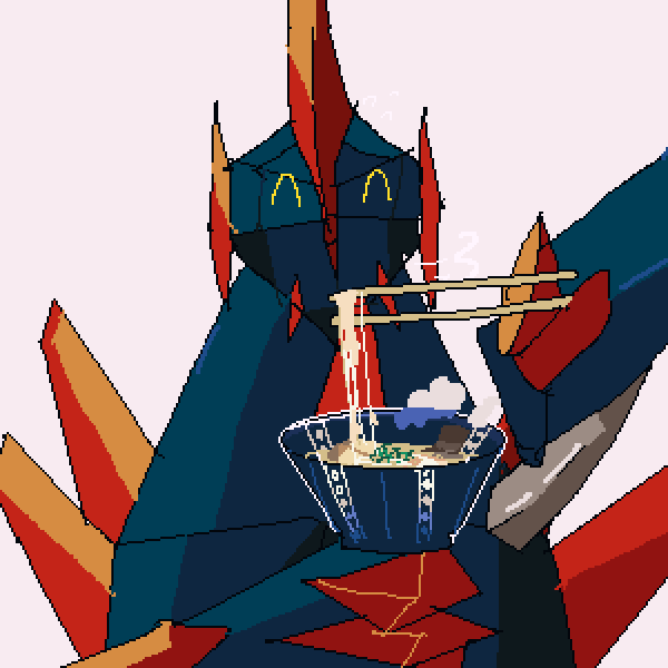 「ラーメンをめしあがるギガイアス 」|_humiのイラスト