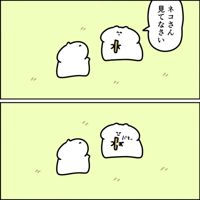 割りばしを割るウサギ 