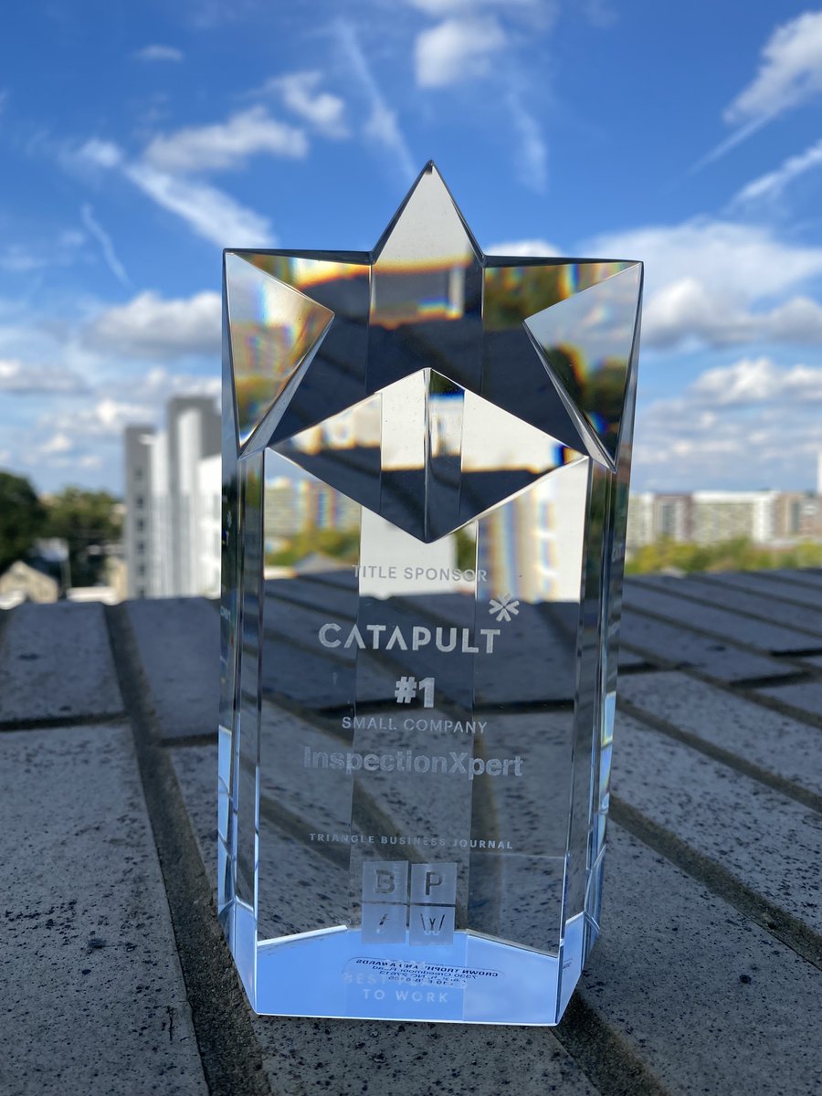 We received the #1 Small Company award for <a href="/TriangleBIZJrnl/">Triangle Business Journal</a>'s 2021 Best Places to Work! Thanks to all of our Xperts for always living our values and making InspectionXpert an incredible team to be part of.