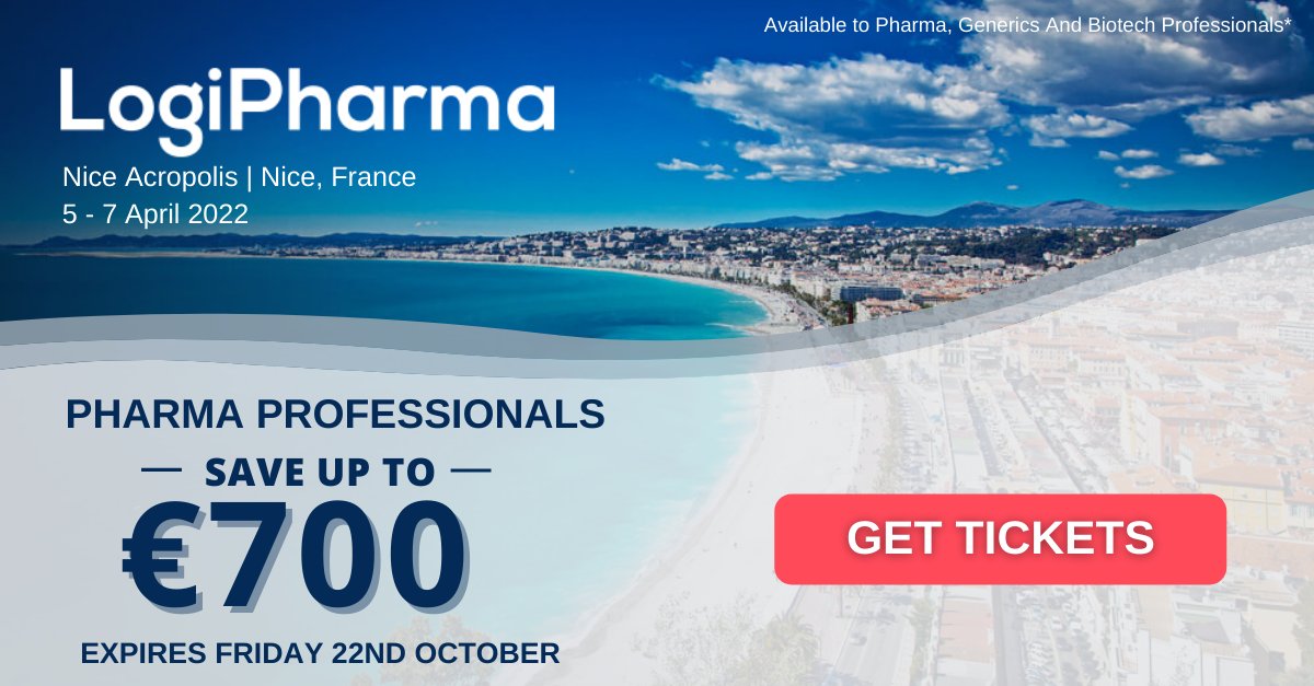 @LogiPharma is back LIVE on 5 - 7 April 2022! Get your early bird ticket before Friday 22nd October and save up to €700*: bit.ly/30hKQPn #LP22 #LogiPharma #Pharma #Supplychain #Logistics #Pharmaceuticals #ColdChainLogistics #PharmaceuticalIndustry #Blockchain