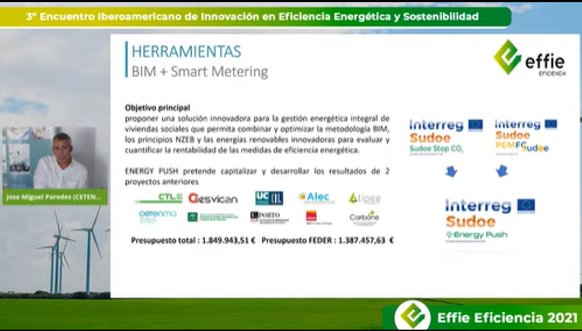 CETENMA's tweet photo. 🏫#ENERGYPUSH | Nuestro proyecto #SUDOE 𝗘𝗡𝗘𝗥𝗚𝗬𝗣𝗨𝗦𝗛 ha estado presente en el día de hoy de la mano de nuestro compañero 💁JMParedes en EFFIE EFICIENCIA 2021 de @effievirtual
🎙️#Modelización digital y simulación energética para la #rehabilitación energética de edificios https://t.co/rzJHTjZf4y